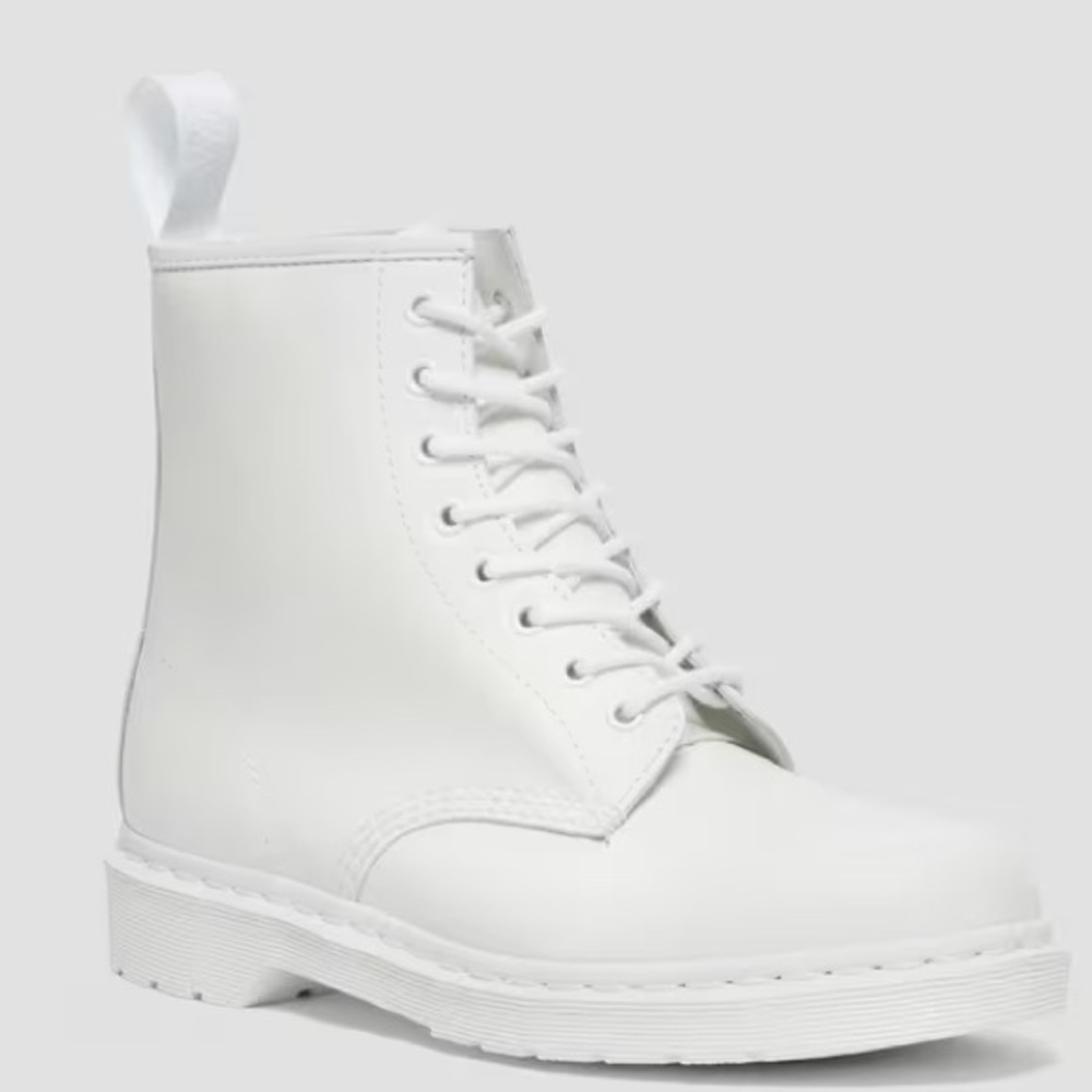 New Dr Martens Unisex All White 1460 MONO SMOOTH LEATHER LACE UP BOOTS 8